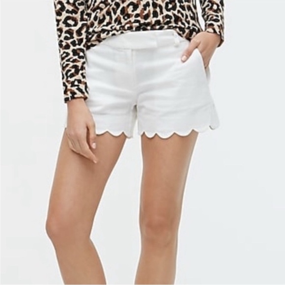 J. Crew White linen blend Scalloped Shorts 00 NWT!! - Picture 2 of 6